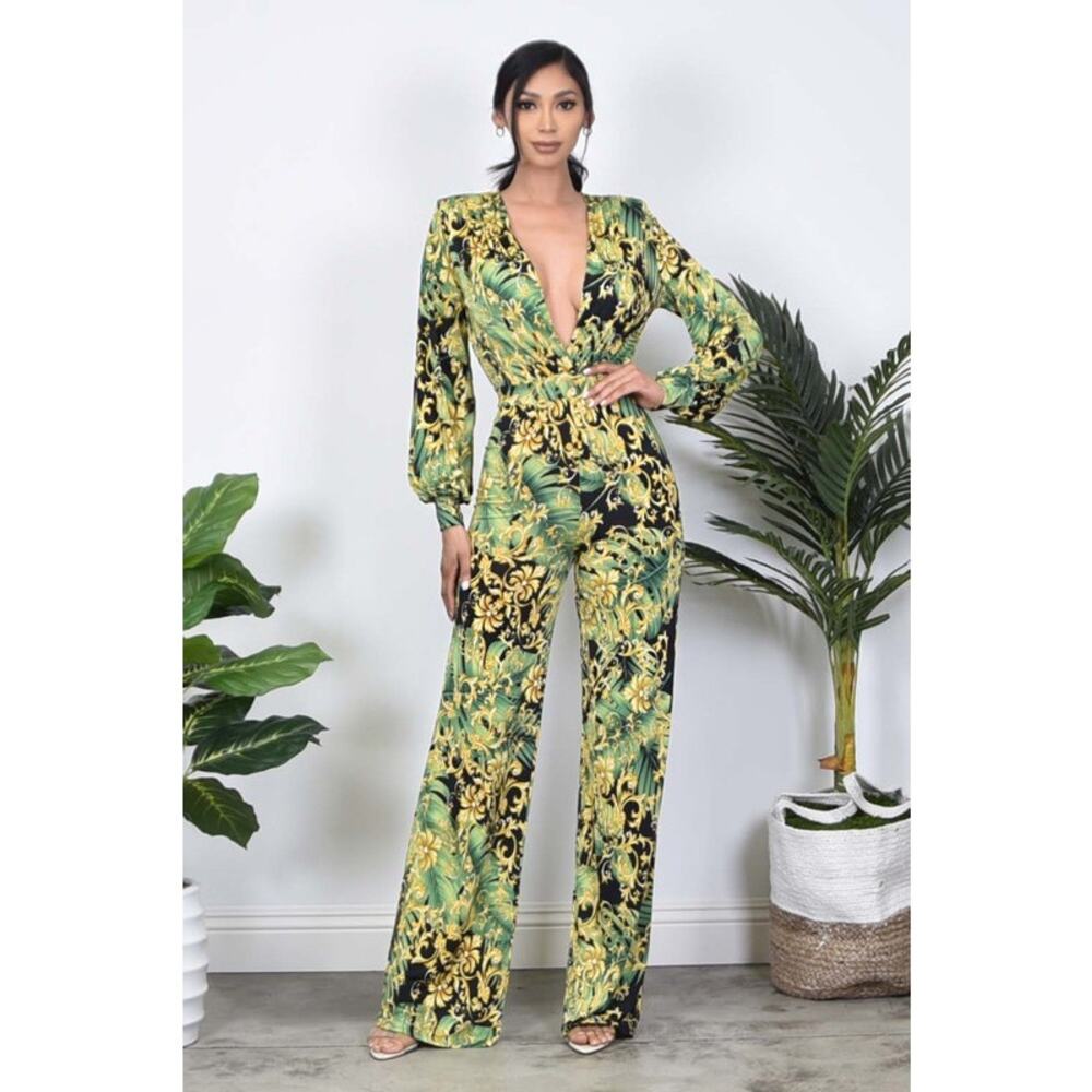 Long sleeve jumpsuit (green)-Small